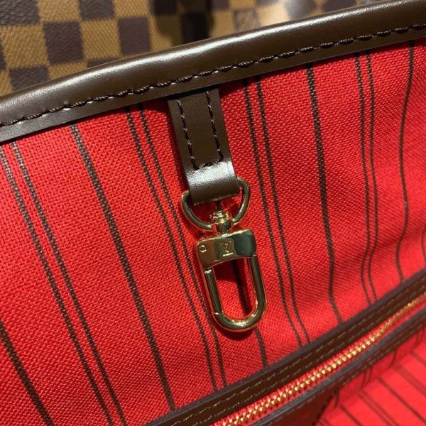 3 louis vuitton neverfull gm tote bag damier ebene canvas cerise red for women womens handbags shoulder bags 157in40cm lv n41357 9988