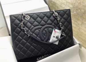 2-Chanel Classic Tote Bag Silver Hardware Black For Women 13.3In34cm   9988