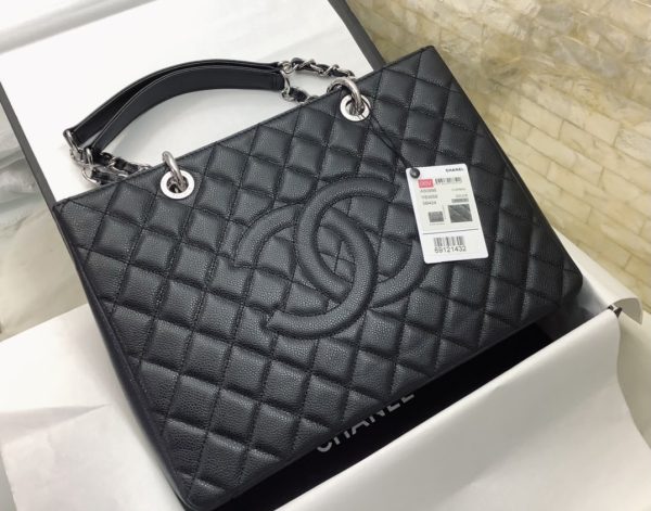 10 chanel classic tote bag silver hardware black for women 133in34cm 9988