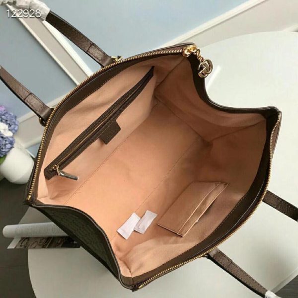 2 gucci ophidia gg medium tote bag beigeebony gg supreme canvas with brown for women 13in33cm gg 524537 k05nb 8745 9988