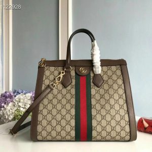3 gucci ophidia gg medium tote bag beigeebony gg supreme canvas with brown for women 13in33cm gg 524537 k05nb 8745 9988