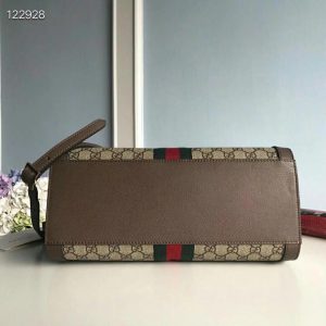 6 gucci ophidia gg medium tote bag beigeebony gg supreme canvas with brown for women 13in33cm gg 524537 k05nb 8745 9988