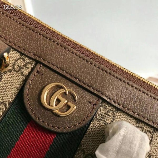 13 gucci ophidia gg medium tote bag beigeebony gg supreme canvas with brown for women 13in33cm gg 524537 k05nb 8745 9988