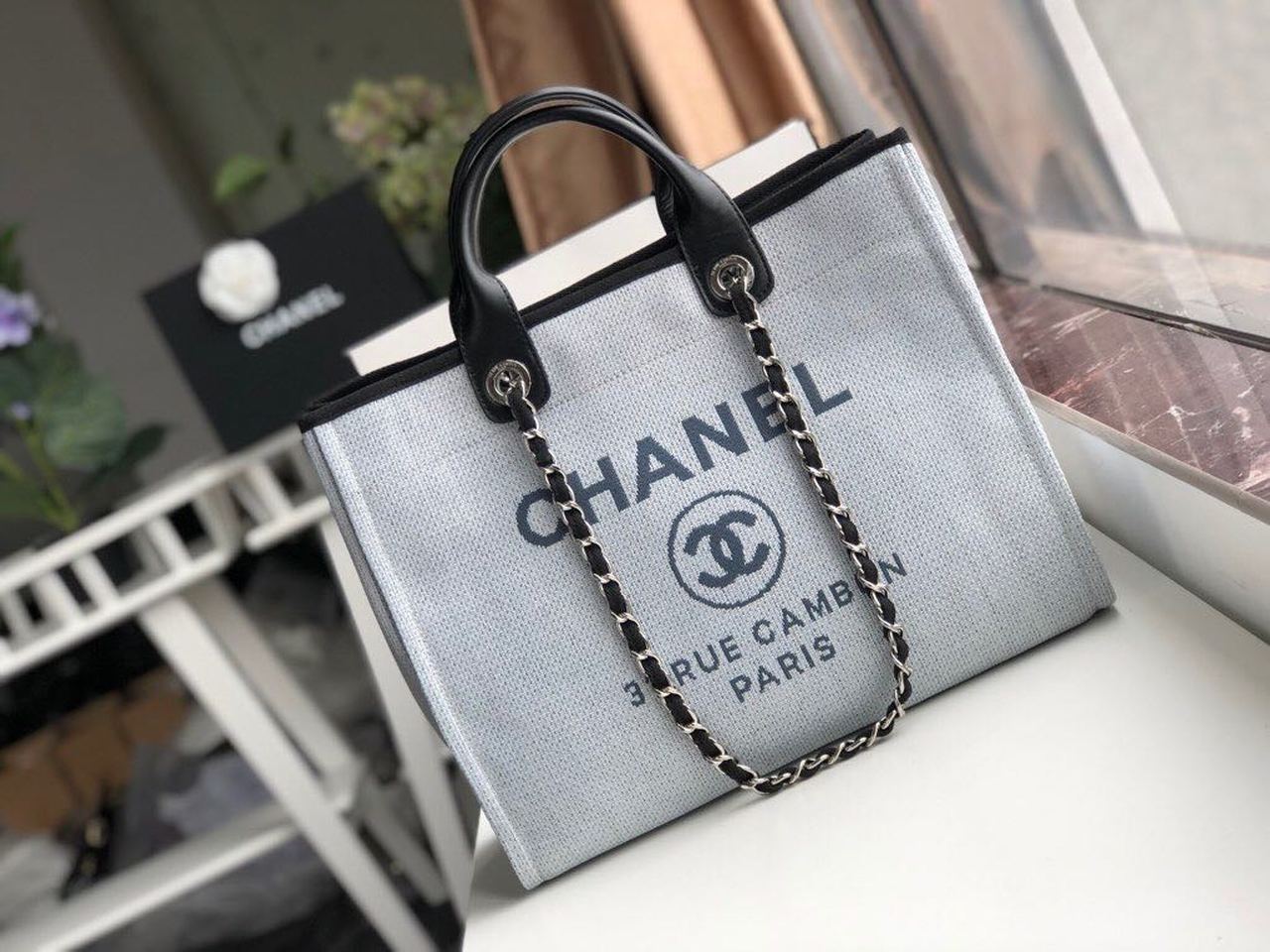 Chanel Deauville Tote 38Cm White Gray For Women A66941 9988 Acm Shop chanel levres