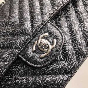 chanel chevron classic handbag silver hardware black for women womens bags shoulder and crossbody bags 102in26cm 9988