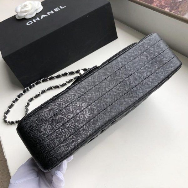 1 chanel chevron classic handbag silver hardware black for women womens bags shoulder and crossbody bags 102in26cm 9988
