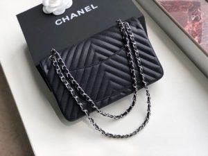 3 chanel chevron classic handbag silver hardware black for women womens bags shoulder and crossbody bags 102in26cm 9988