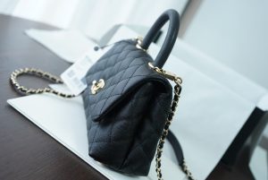 chanel classic mini flapbag top handle black for women 75in19cm 9988