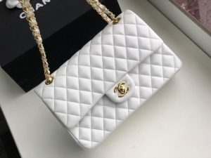 6 chanel classic handbag gold toned hardware white for women womens bags shoulder and crossbody bags 102in26cm a01112 9988