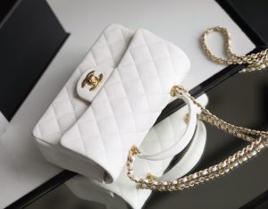 chanel mini flapbag with top handle white for women 78in20cm 9988