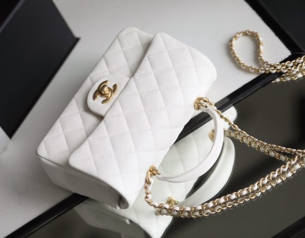 chanel while mini flapbag with top handle white for women 78in20cm 9988