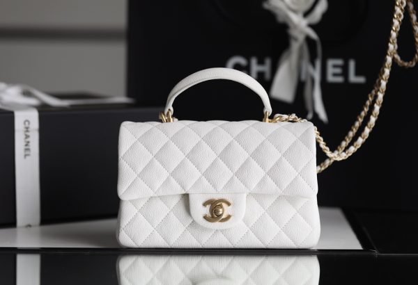 9 chanel mini flapbag with top handle white for women 78in20cm 9988
