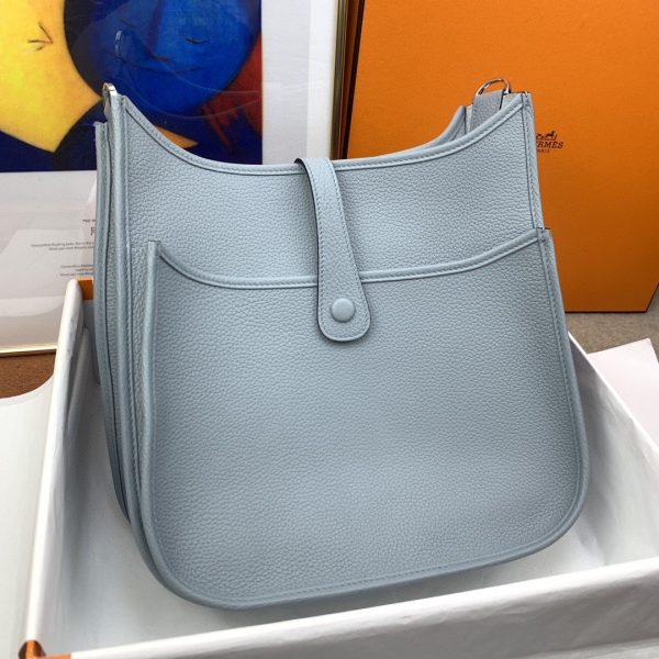 8 hermes evelyne iii 29 bag light blue with silvertoned hardware for women womens shoulder and crossbody bags 114in29cm h056277ck18 9988