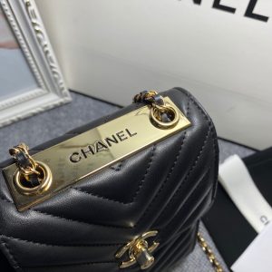 1 chanel chevron trendy cc phone black bag for women 18cm7in 9988