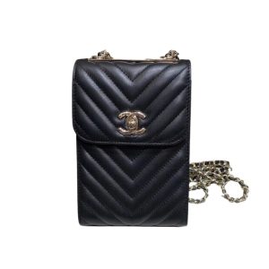 4 chanel chevron trendy cc phone black bag for women 18cm7in 9988