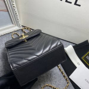 5 chanel chevron trendy cc phone black bag for women 18cm7in 9988