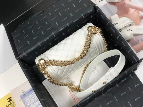 1 chanel ceramic boy flapbag white for women 79in20cm 9988