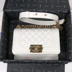 2 chanel ceramic boy flapbag white for women 79in20cm 9988