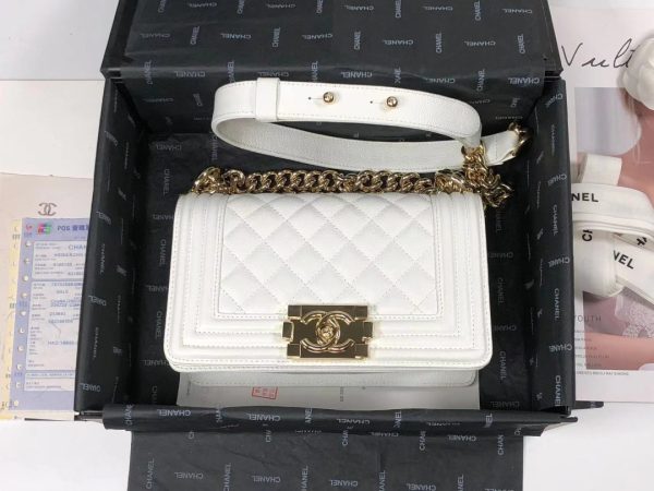 2 chanel ceramic boy flapbag white for women 79in20cm 9988