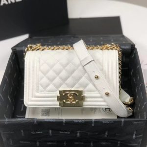 4 chanel ceramic boy flapbag white for women 79in20cm 9988