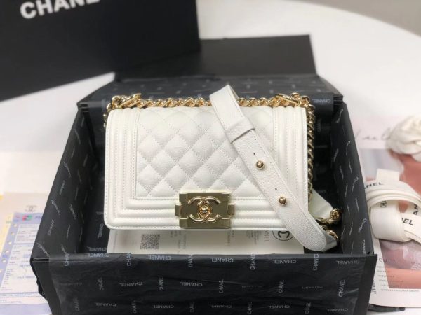 4 chanel ceramic boy flapbag white for women 79in20cm 9988