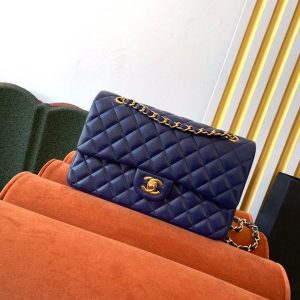 4 chanel classic handbag navy blue for women 99in255cm a01112 9988