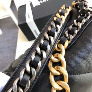 1 chanel 19 maxi handbag black for women womens bags shoulder and crossbody bags 14in36cm as1162 b04852 94305 9988