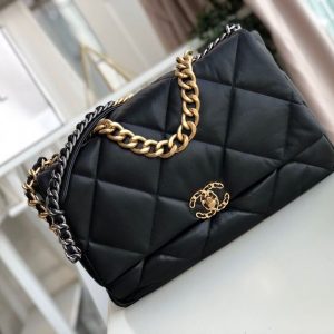 4 chanel 19 maxi handbag black for women womens bags shoulder and crossbody bags 14in36cm as1162 b04852 94305 9988