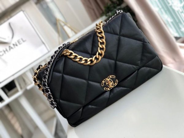 4 chanel 19 maxi handbag black for women womens bags shoulder and crossbody bags 14in36cm as1162 b04852 94305 9988