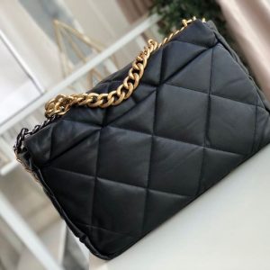 6 chanel 19 maxi handbag black for women womens bags shoulder and crossbody bags 14in36cm as1162 b04852 94305 9988