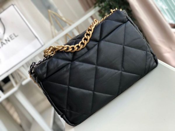 6 chanel 19 maxi handbag black for women womens bags shoulder and crossbody bags 14in36cm as1162 b04852 94305 9988