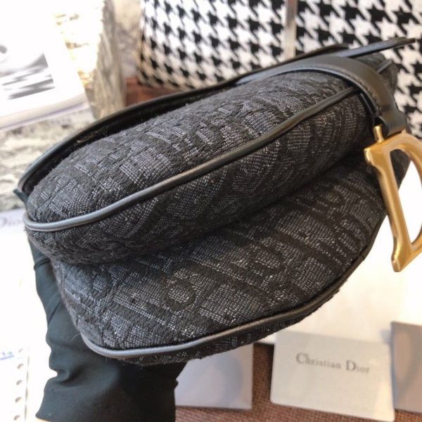 1 christian dior saddle Turnlock bag black oblique embroidered canvas gold toned hardware for women 25cm10in cd 9988