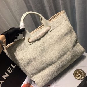 chanel deauville tote tweed canvas bag fallwinter collection beigecreamgoldmulti for women 15in38cm 9988