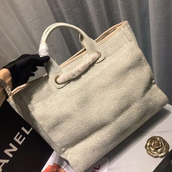 chanel deauville Tote Oblique tweed canvas bag fallwinter collection beigecreamgoldmulti for women 15in38cm 9988