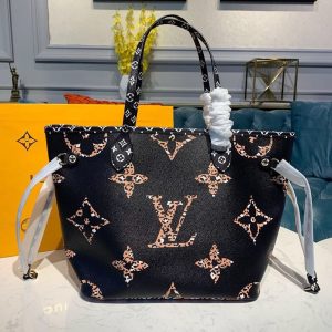 4-Louis Vuitton Neverfull Mm Tote Bag Monogram Jungle Canvas Black For Women Womens Handbags Shoulder Bags 12.2In31cm Lv M44676   9988