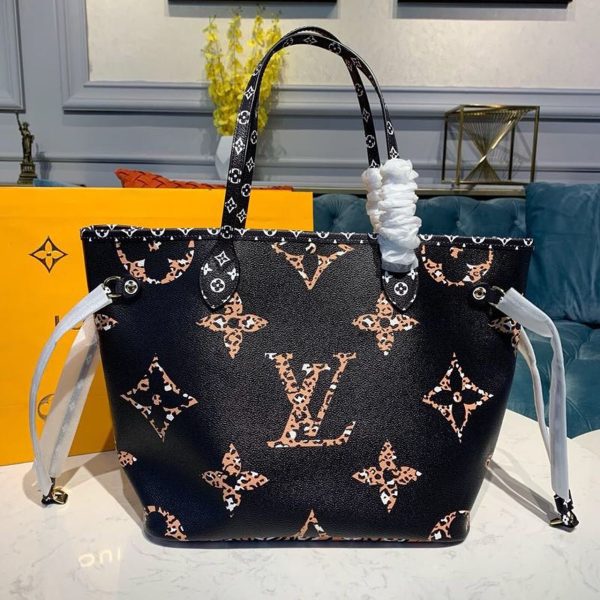 4 louis vuitton neverfull mm tote bag monogram jungle canvas black for women womens handbags shoulder bags 122in31cm lv m44676 9988