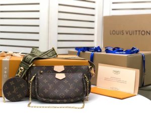 4-Louis Vuitton Multi Pochette Accessoires Monogram Canvas Khaki For Women Womens Handbags Shoulder And Crossbody Bags 9.4In24cm Lv M44813   9988