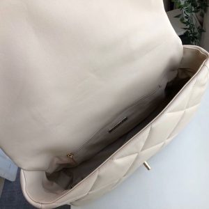 2-Chanel 19 Maxi Handbag Beige For Women 14In36cm   9988