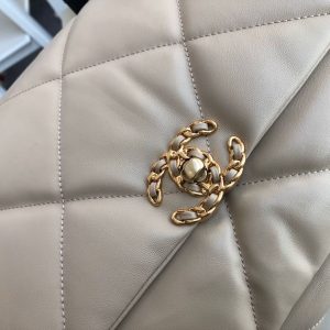 3-Chanel 19 Maxi Handbag Beige For Women 14In36cm   9988