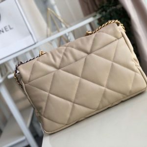 6 chanel 19 maxi handbag beige for women 14in36cm 9988