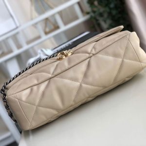 7 chanel 19 maxi handbag beige for women 14in36cm 9988