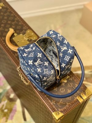 louis vuitton square bag gypsy denim jacquard blue by nicolas ghesquiere for women womens bags 63in16cm lv m59611 9988