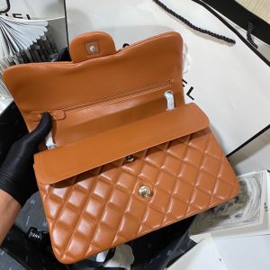 chanel large classic handbag silver hardware brown for women womens handbags shoulder bags 118in30cm 9988