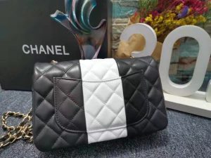 chanel flap bag black and white for women 79in20cm 9988