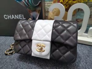 1 chanel flap bag black and white for women 79in20cm 9988