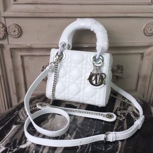 4 christian dior mini lady dior bag white chain silver hardware for women 17cm65in cd 9988