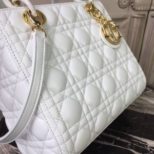 christian dior medium lady dior bag gold toned hardware white for women 24cm9in cd 9988