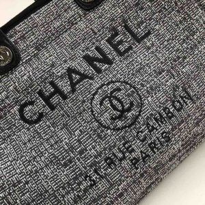 chanel deauville tote raffia canvas bag blackwhite for women 149in38cm 9988