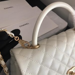 1 chanel coco with top handle bag white for women 11in28cm 9988