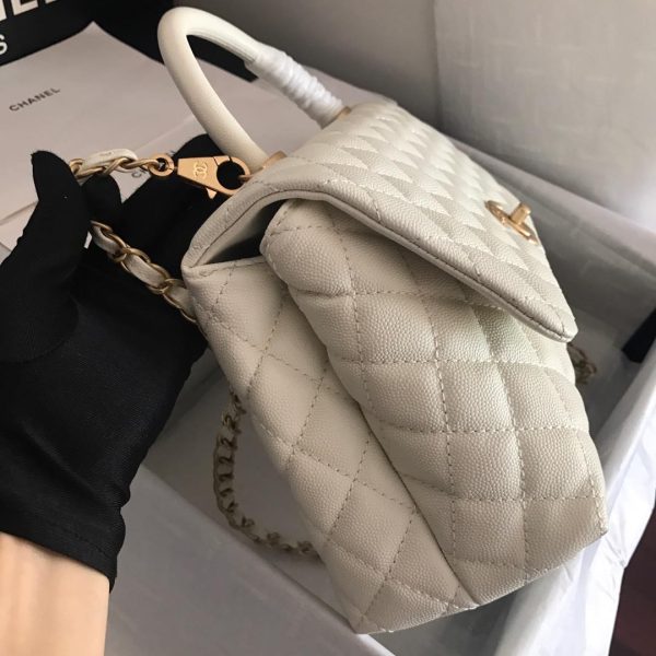 2 chanel coco with top handle bag white for women 11in28cm 9988